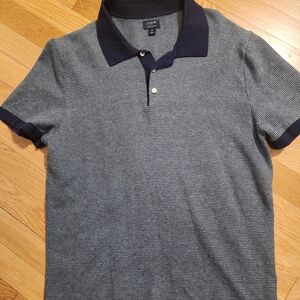 J. Crew Men's Navy Patterned Polo Shirt